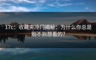 17c：收藏夹冷门揭秘：为什么你总是刷不到想看的？