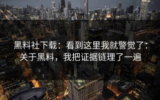 黑料社下载：看到这里我就警觉了：关于黑料，我把证据链理了一遍