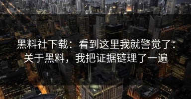 黑料社下载：看到这里我就警觉了：关于黑料，我把证据链理了一遍