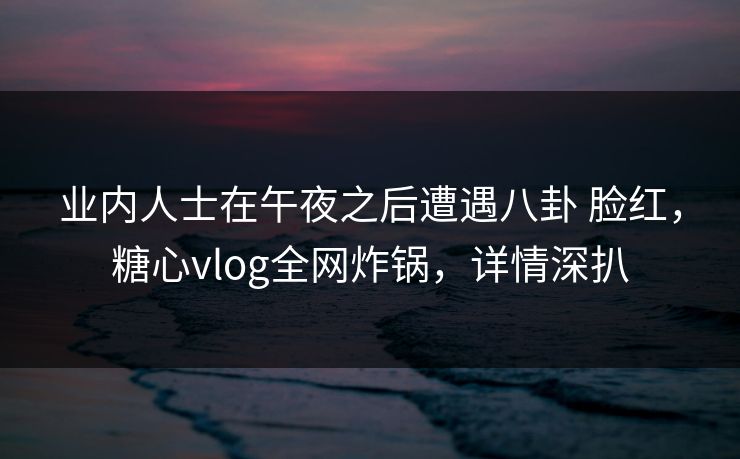 业内人士在午夜之后遭遇八卦 脸红，糖心vlog全网炸锅，详情深扒-第1张图片-黑料世界 - 全面覆盖爆料与娱乐真相